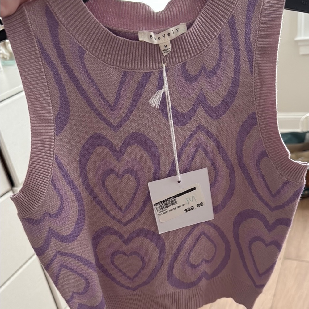 Everly Lavender Heart Pattern Tank Top
